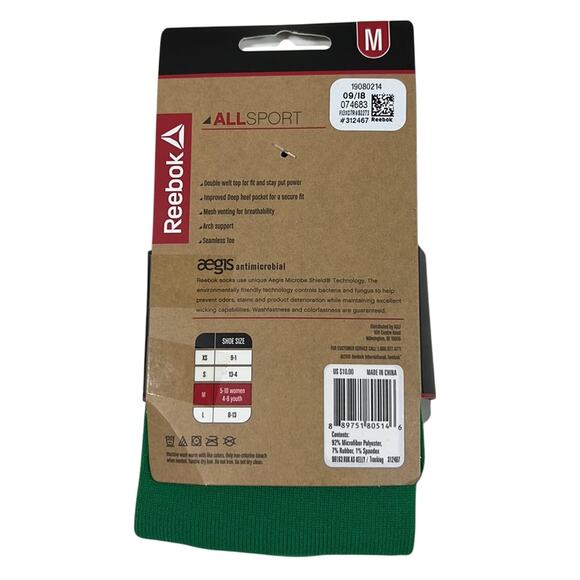 Reebok NWT Kelly Green All Sport Moisture Wicking Socks - Picture 2 of 3